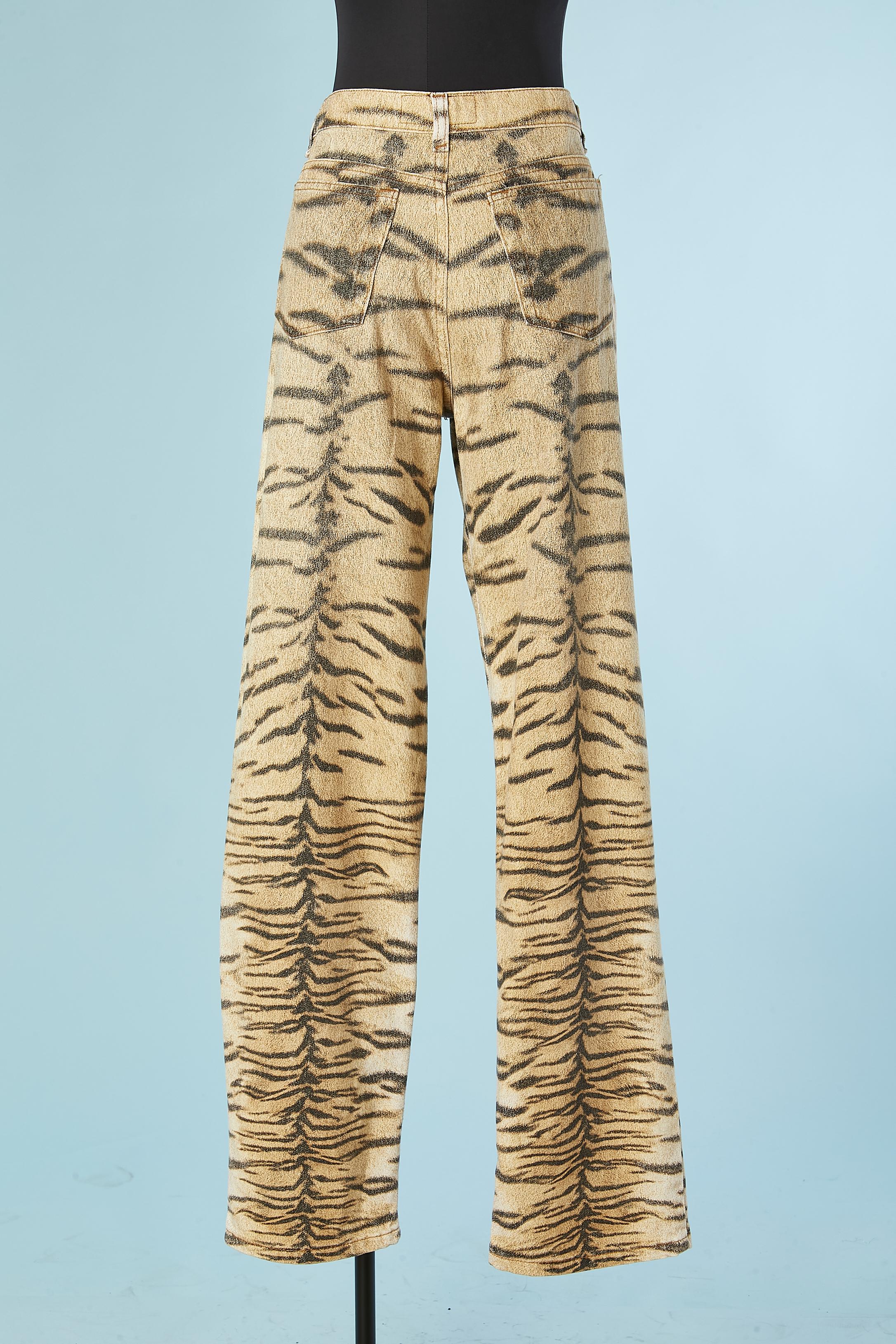Tiger printed cotton jeans Roberto Cavalli  In Excellent Condition In Saint-Ouen-Sur-Seine, FR