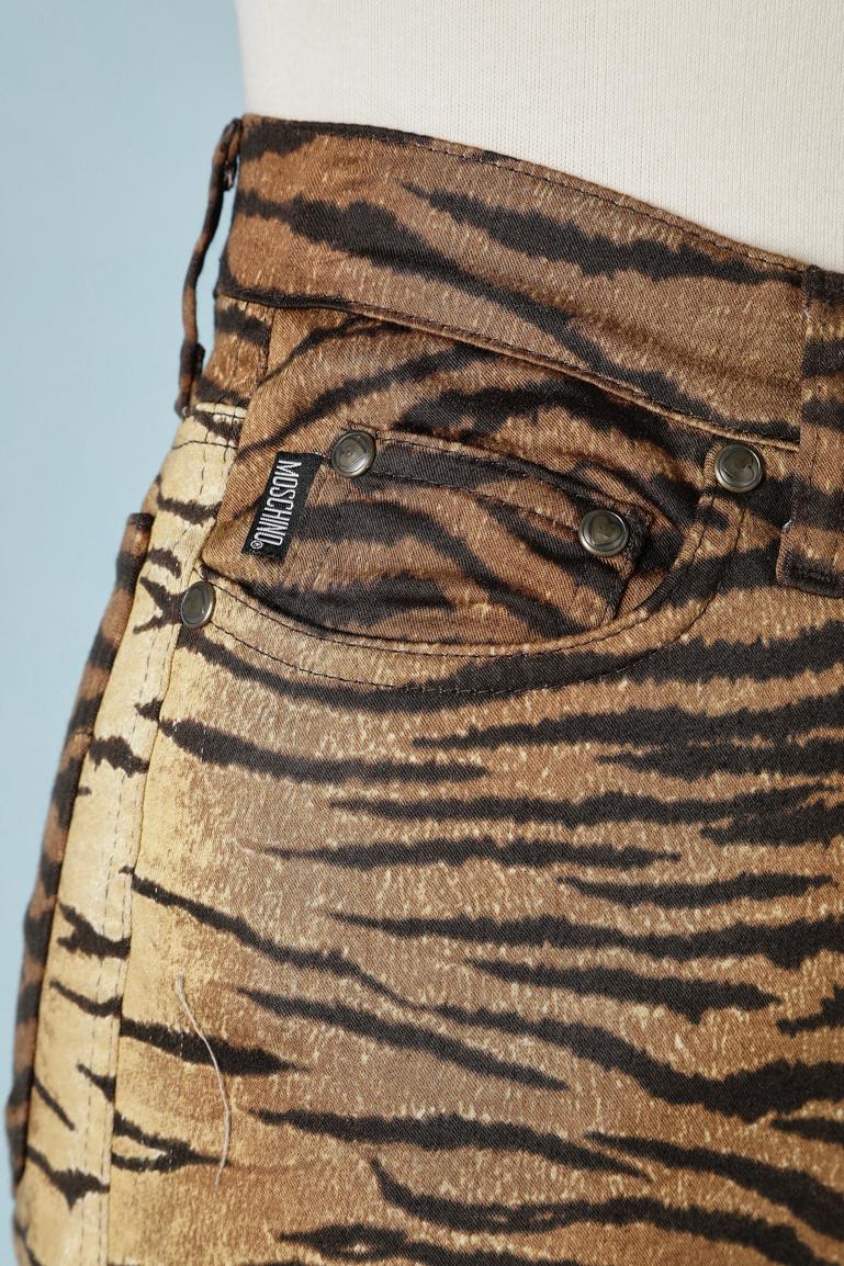 Brown Tiger printed stretch pants Moschino Jeans