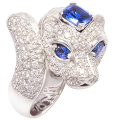 Tiger Ring Diamond Blue Sapphire Design by Ella Gafter