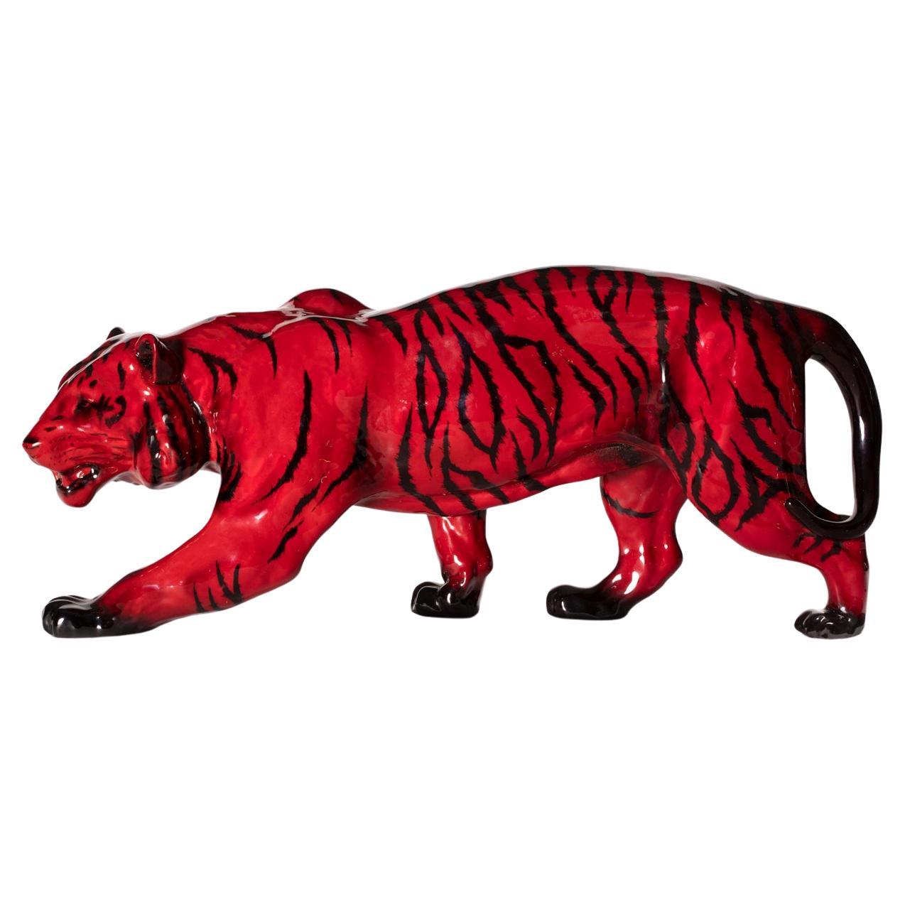 Royal Doulton Red Flambe Porcelain Figurine "TIGER" For Sale