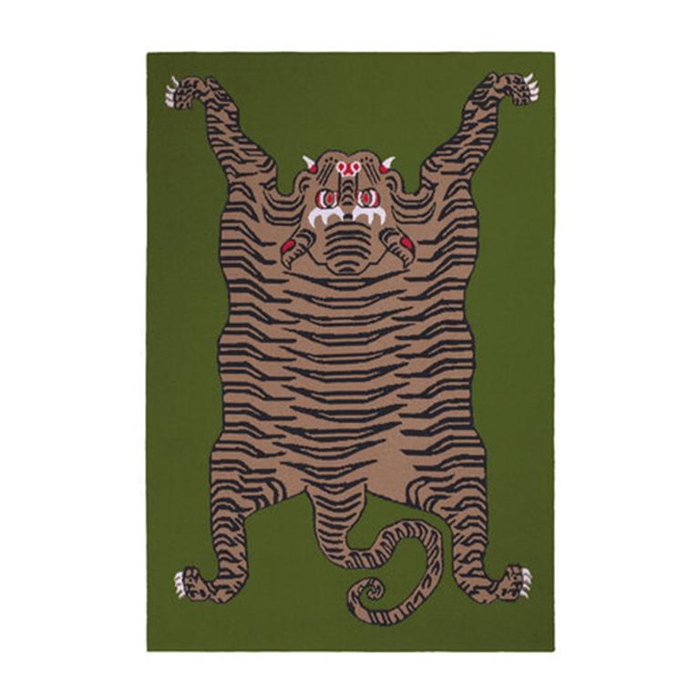 Tiger Rug Throw Blanket [Green] For Sale