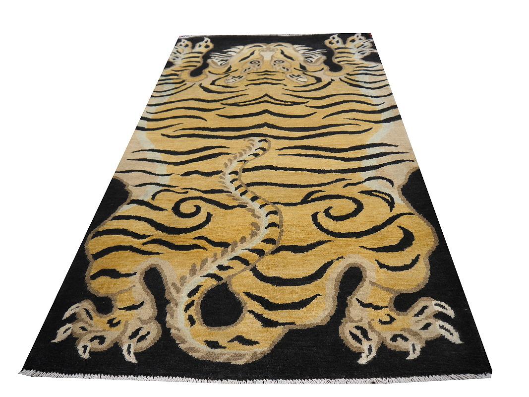 Afghan Tiger Rug Pure Wool Hand Knotted by Djoharian Collection Antique Design