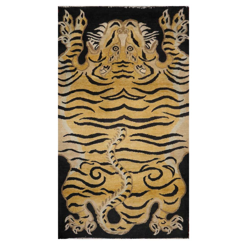 Large Tiger Rug Wool Hand Knotted Art Deco Design by Djoharian ...