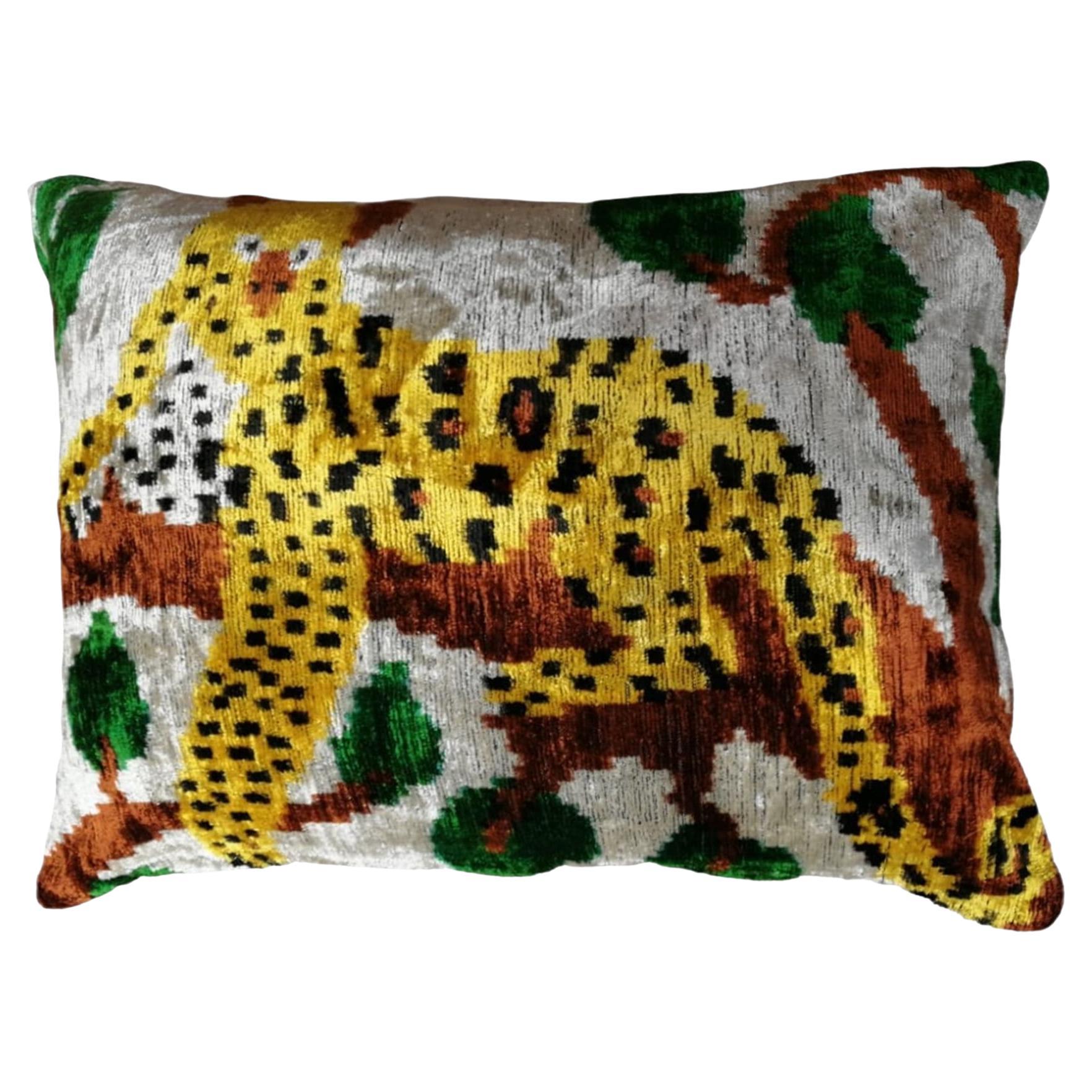 Tiger Silk Velvet Handmade Pillow For Sale