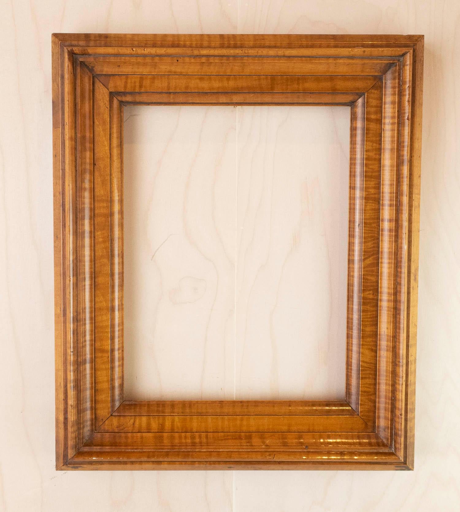 Folk Art Antique Tiger Stripe Maple Picture Frame. English, 19th Century