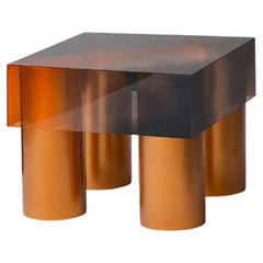 Tiger Table Acrilic base encrée à la main en métal peinture automatice brillante