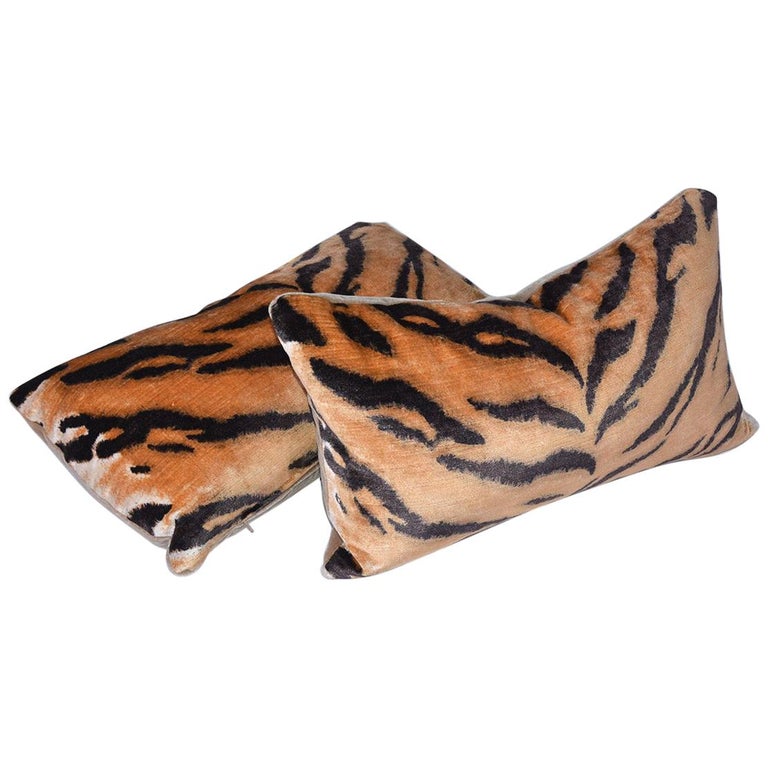 Tiger Velvet Pillows For Sale at 1stDibs | velvet tiger pillow, ralph  lauren and elephants or tiger or lion or rhino or orangutang