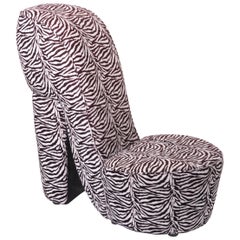 Tiger Velvet Shoe Chair by David Bury, England, circa 1980