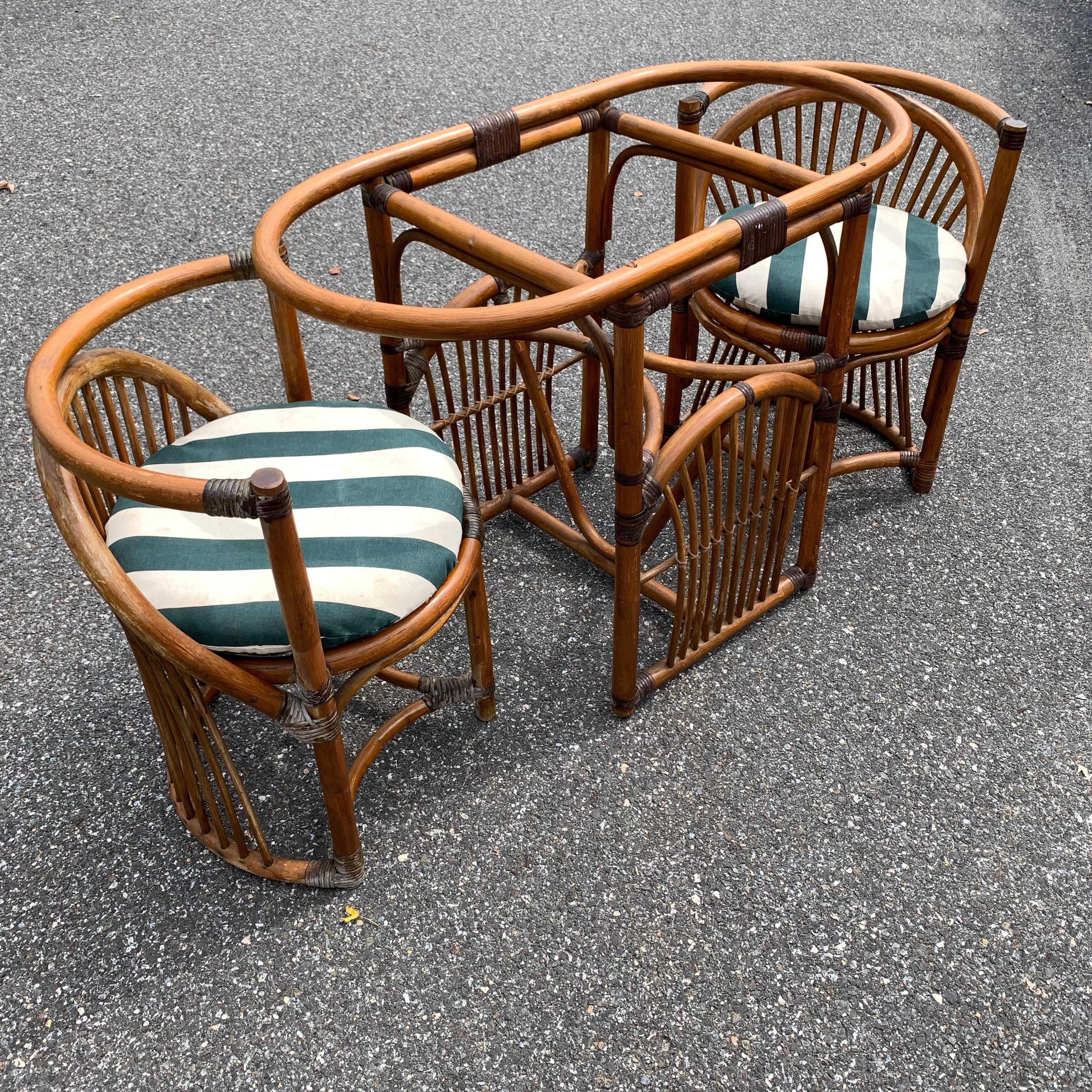 Tiger Wood Bamboo Rattan Dinning Table And Chairs Set  8