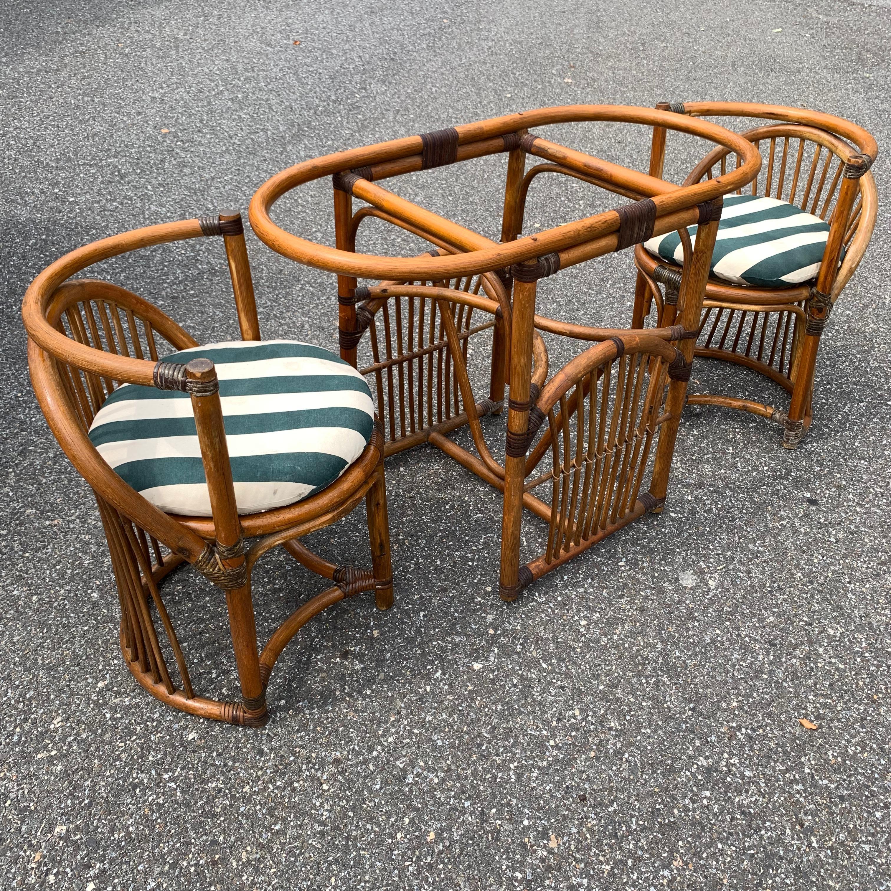 Tiger Wood Bamboo Rattan Dinning Table And Chairs Set  9