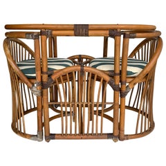 Tiger Wood Bamboo Rattan Dinning Table And Chairs Set