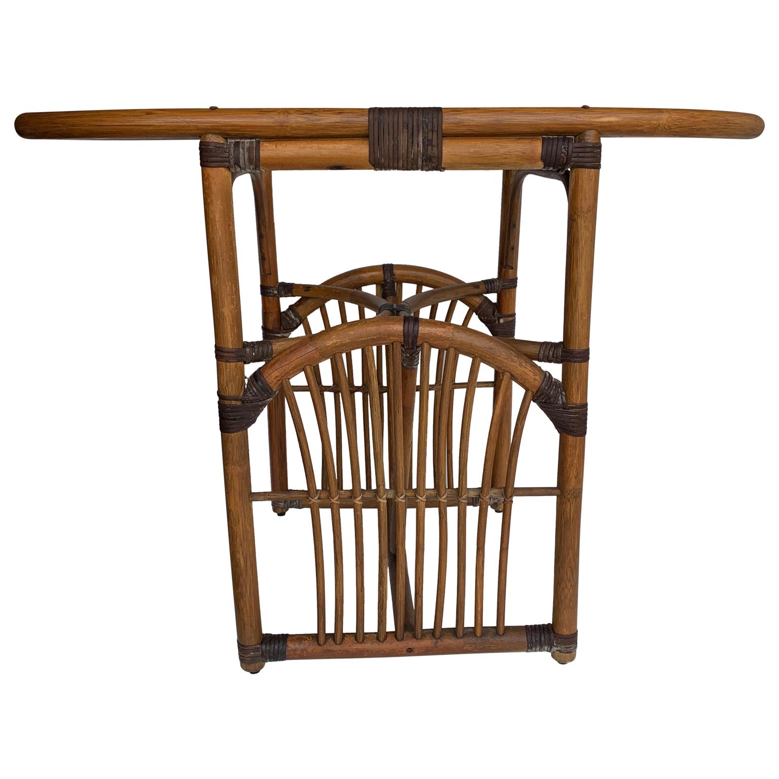 American Tiger Wood Bamboo Rattan Dinning Table And Chairs Set 