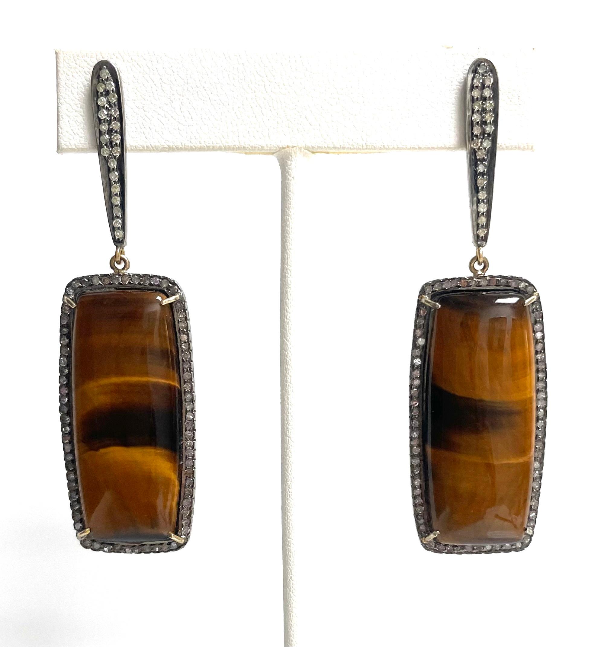 Tiger’s Eye and Pave Diamonds Paradizia Earrings 5