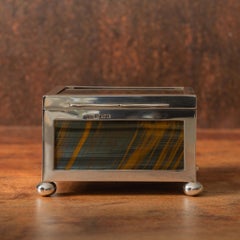 Tiger's Eye and Sterling Silver Box, Hallmarked Birmingham1905.