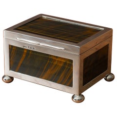 Tiger's Eye and Sterling Silver Box, Hallmarked Birmingham1905.