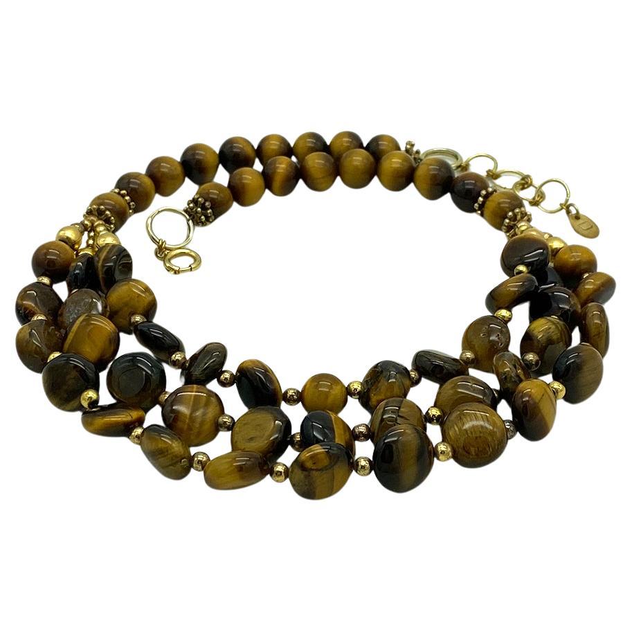 Bead Tiger's Eye Bib Necklace For Sale