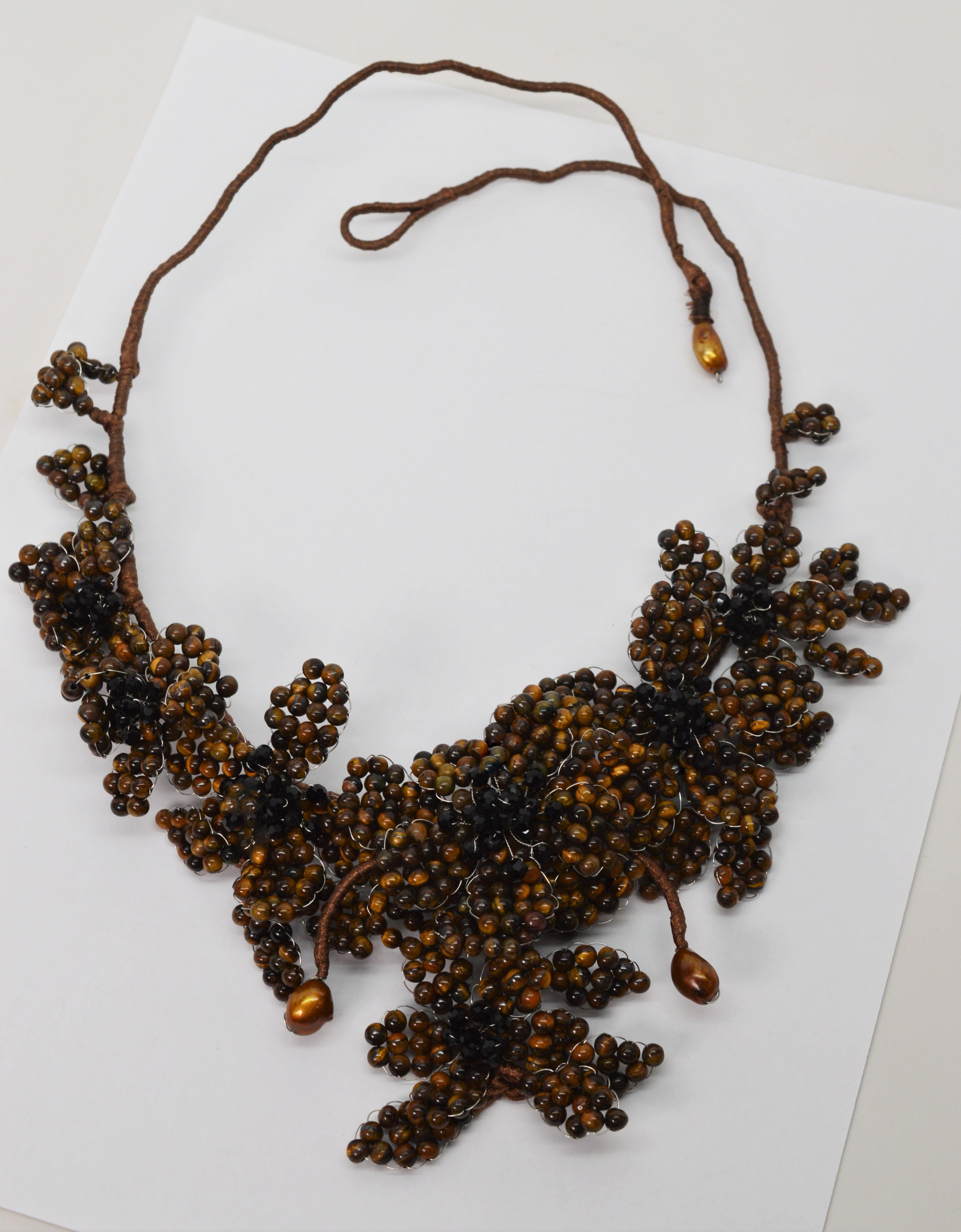 black onyx and tiger eye necklace