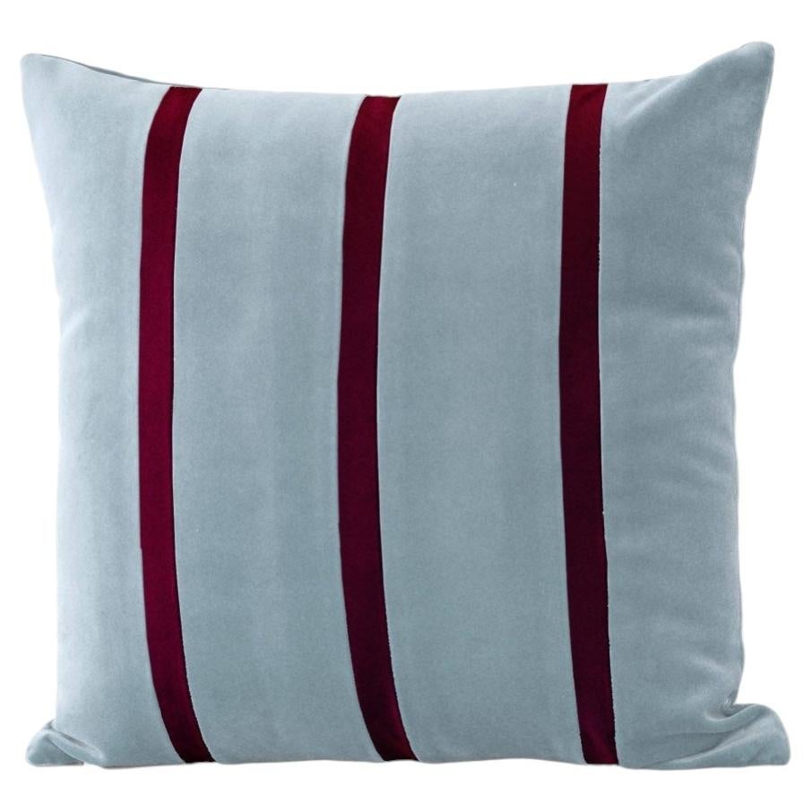 Cuscino di lusso in velluto fatto a mano con strisce blu e bordeaux "Tigers Eye"