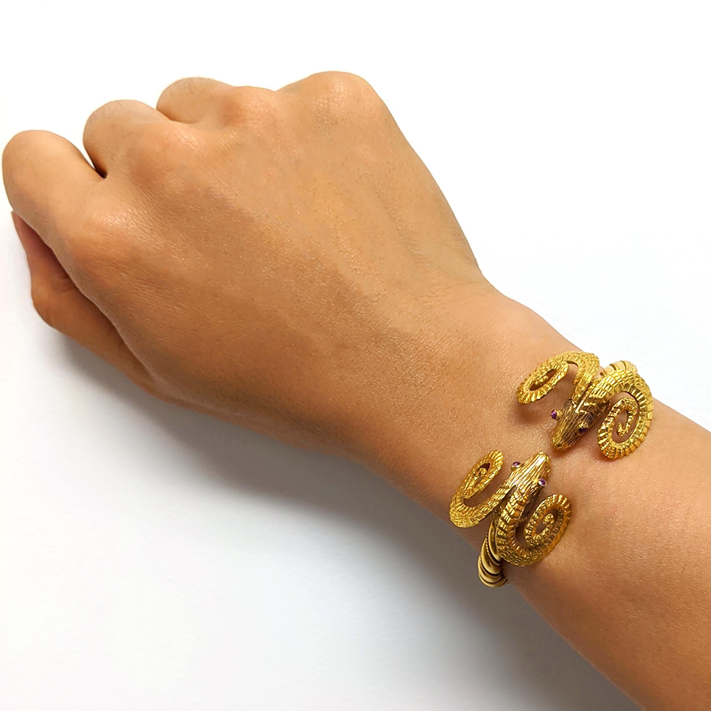 Women's or Men's 1970s Tiger's Eye Gold Ram Necklace Bangle Bracelet Set