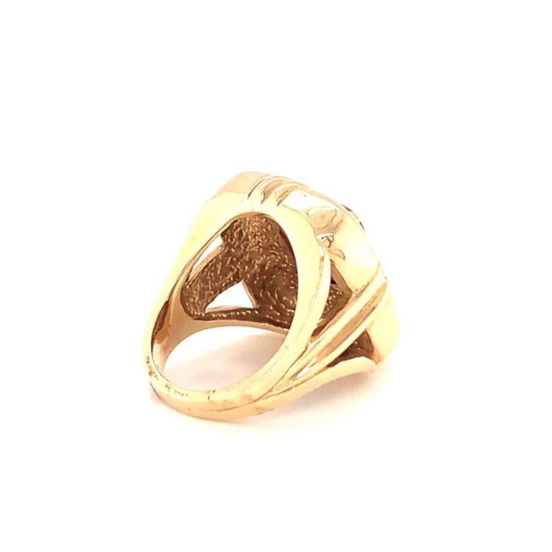 Cabochon Tiger’S Eye Cocktail Ring in 14K Yellow Gold, circa 1960s For Sale