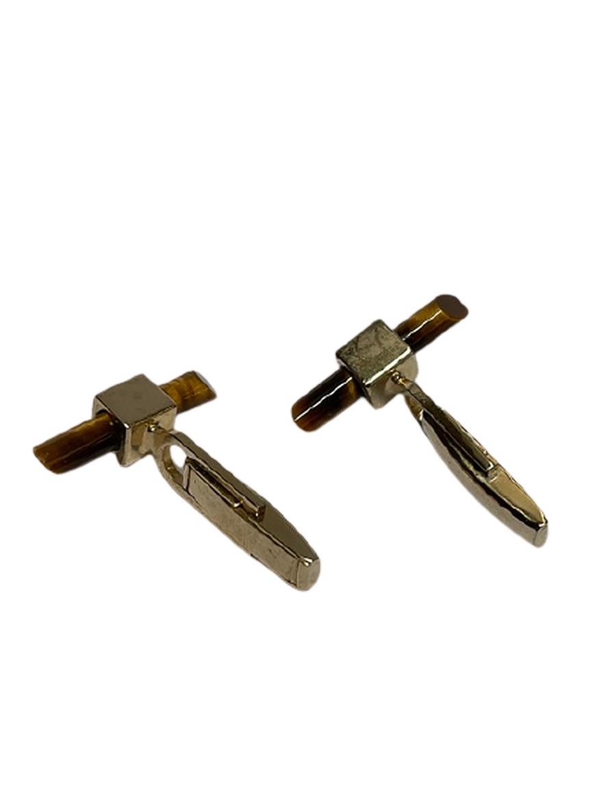 20th Century Tiger's Eye Cufflinks For Sale