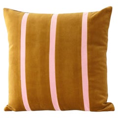 Cuscino di lusso in velluto fatto a mano "Tigers Eye" con strisce gialle e rosa