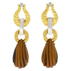 Tiger's Eye Gold Chandelier Earrings