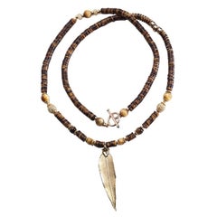 Tiger's Eye Gold Leaf Necklace - One With Nature