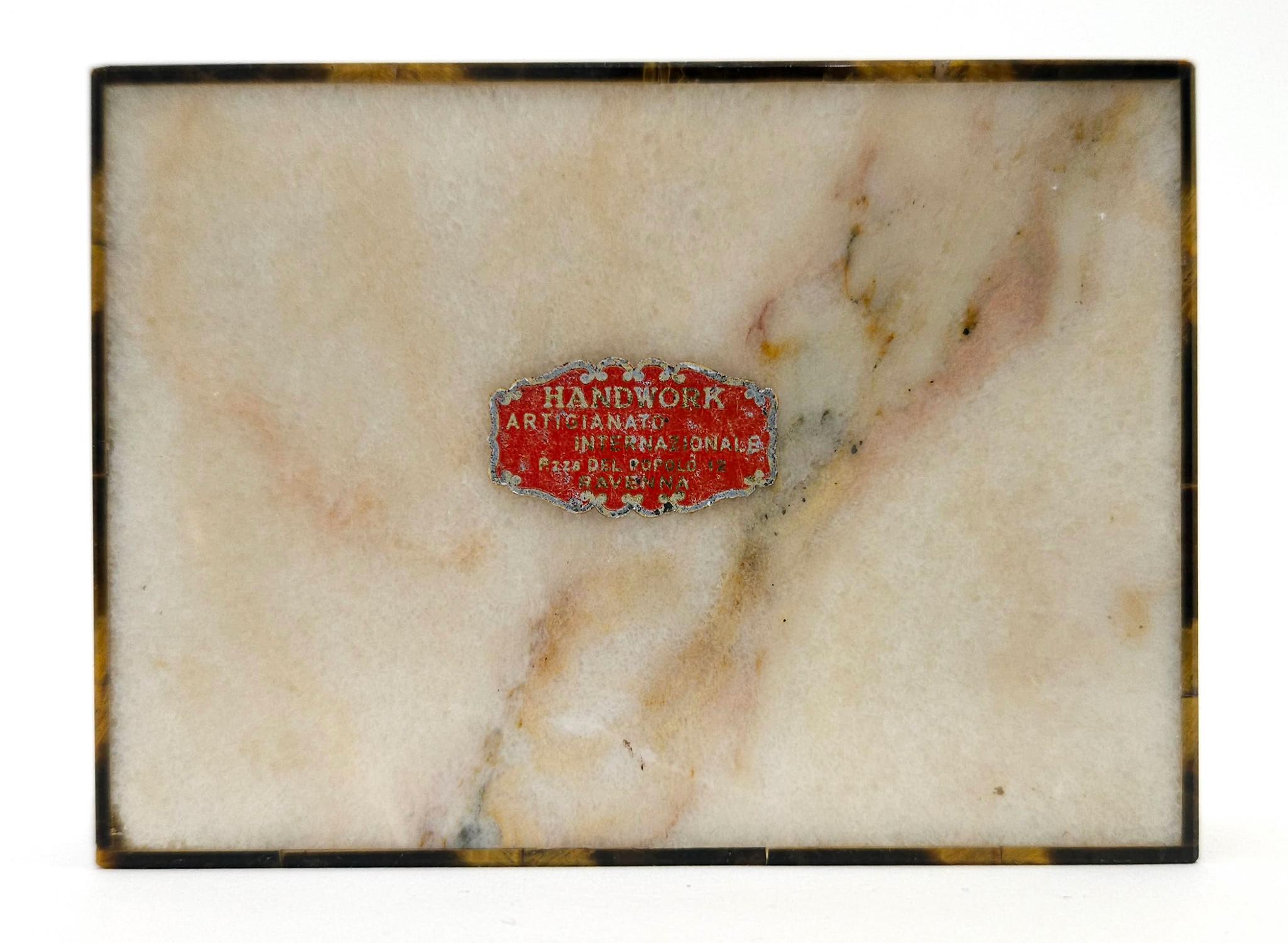 Joyero de intarsia de plata dorada y piedra dura de ojo de tigre by Unoaerre, Italia Años 60 en venta 5