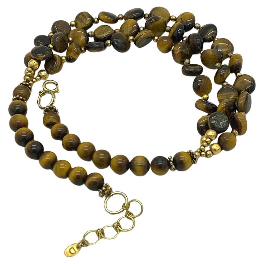 Collana multifilo con occhio di tigre in vendita 2