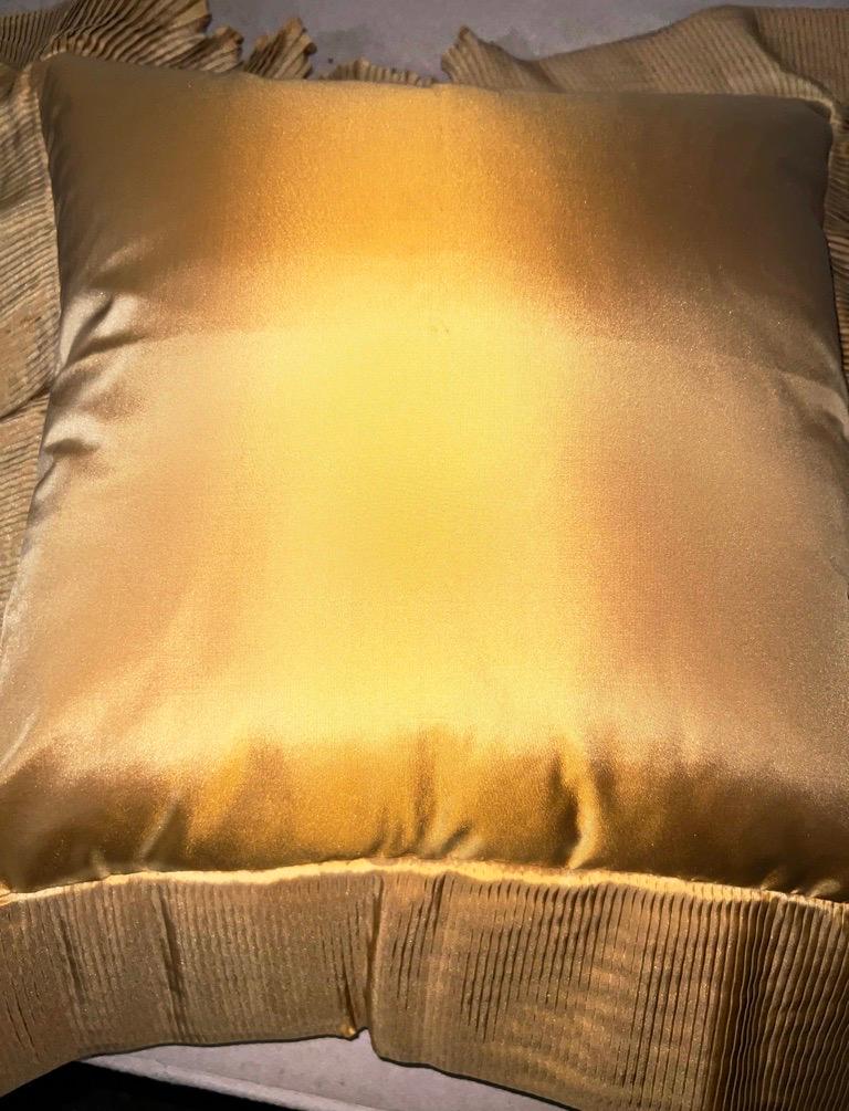 Tiger's Eye Origami Pleated Silk Taffeta Crystal Pleat Decorative Pillow Sham, Amber. Central size 14