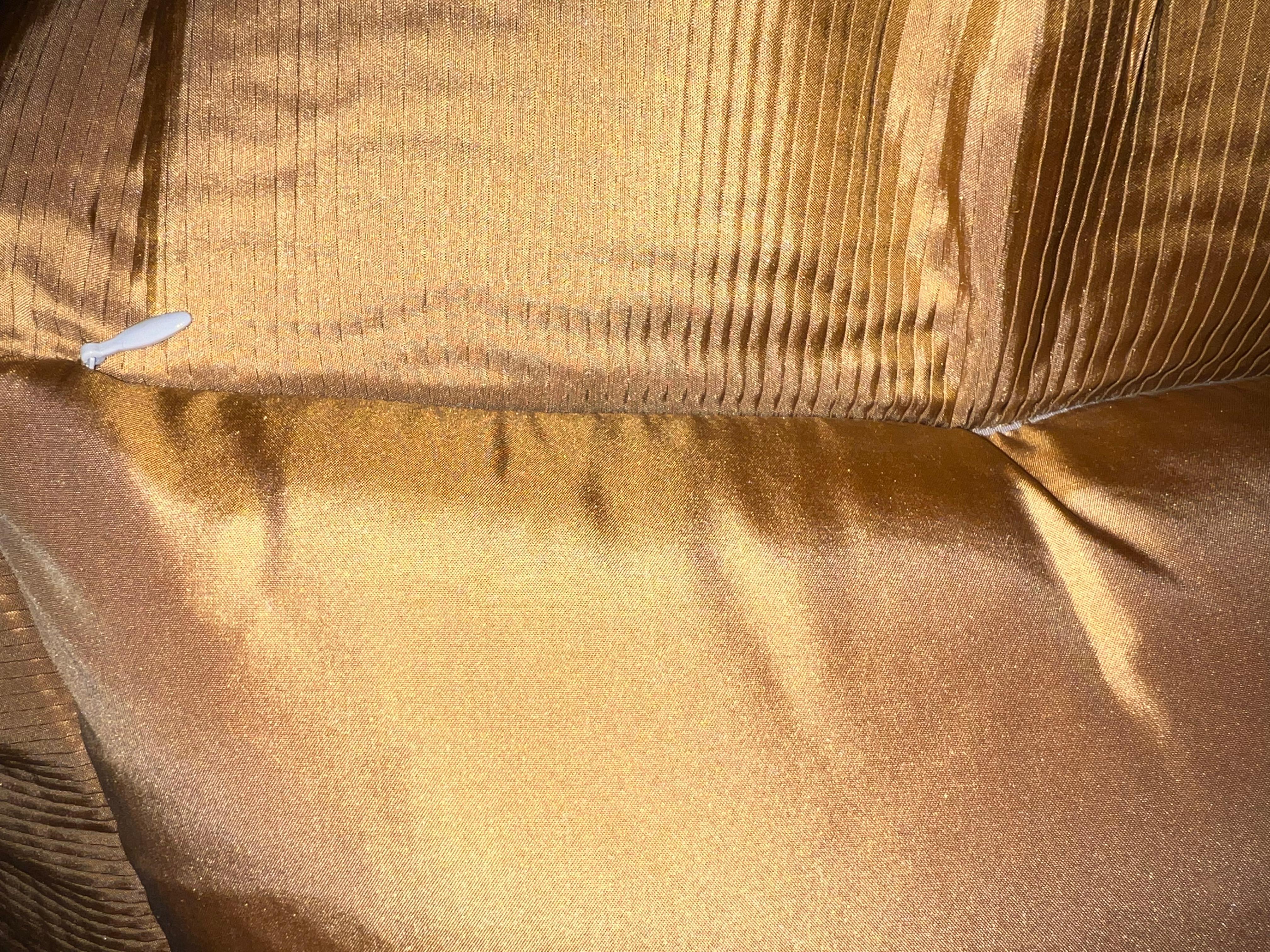 20th Century Tiger's Eye Origami Pleated Silk Taffeta Pleat Decorative Pillow Sham, Amber