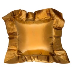 Vintage Tiger's Eye Origami Pleated Silk Taffeta Pleat Decorative Pillow Sham, Amber