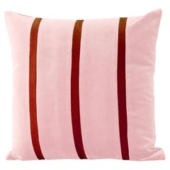 Coussin de luxe en velours fait main « Tigers Eye », à rayures roses et brique