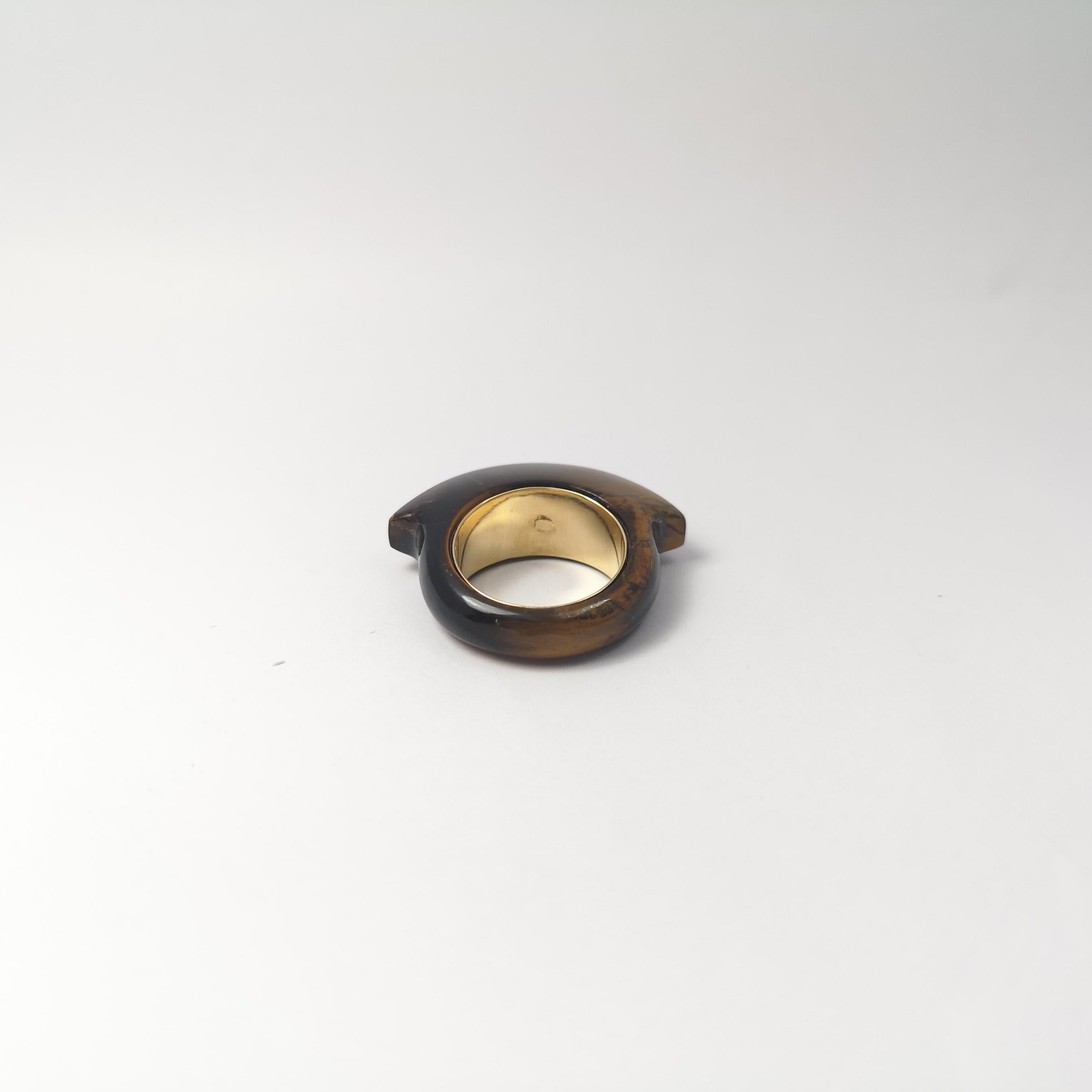 Tigerauge-Ring in 18 Karat Gold gefasst im Angebot 4