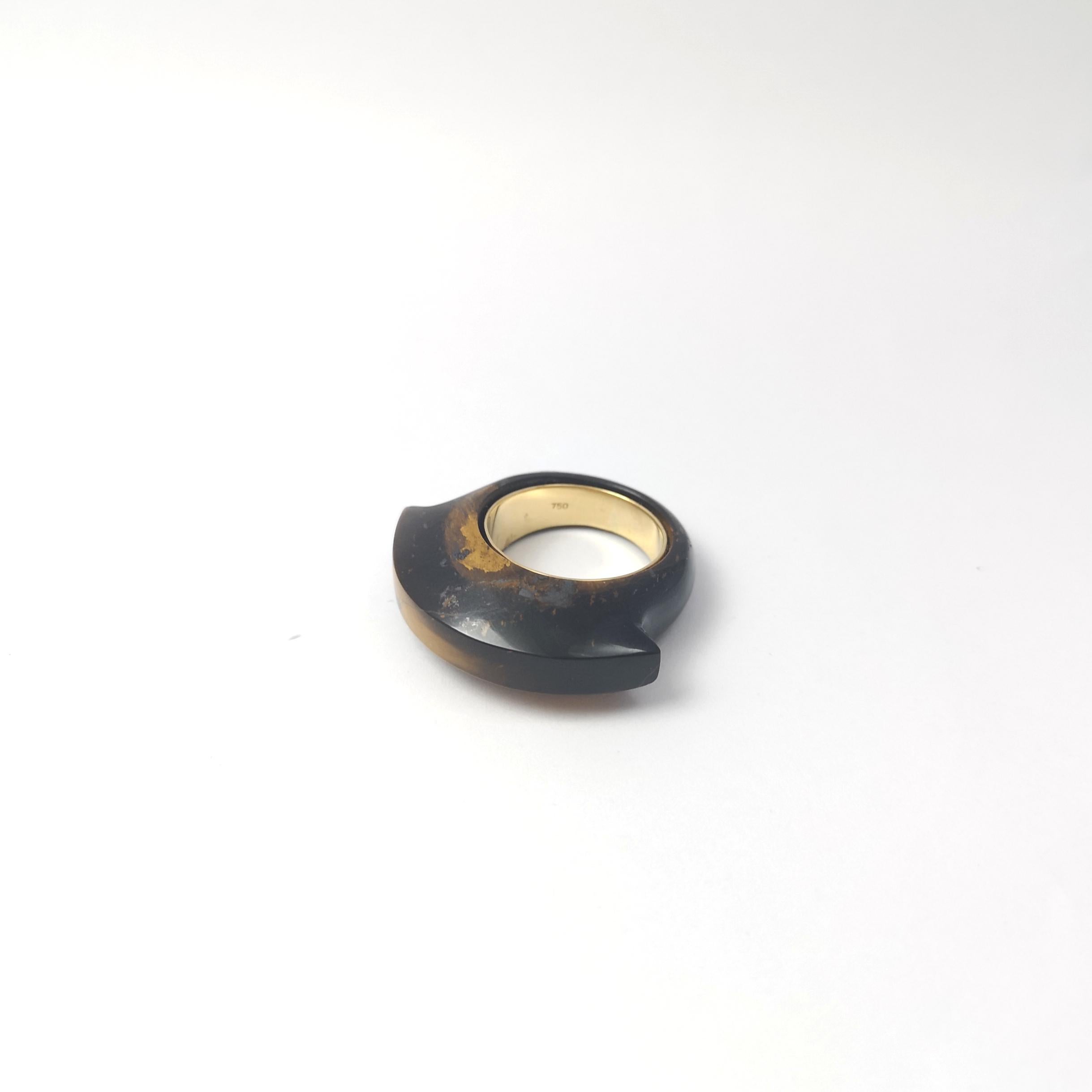 Tigerauge-Ring in 18 Karat Gold gefasst im Angebot 6