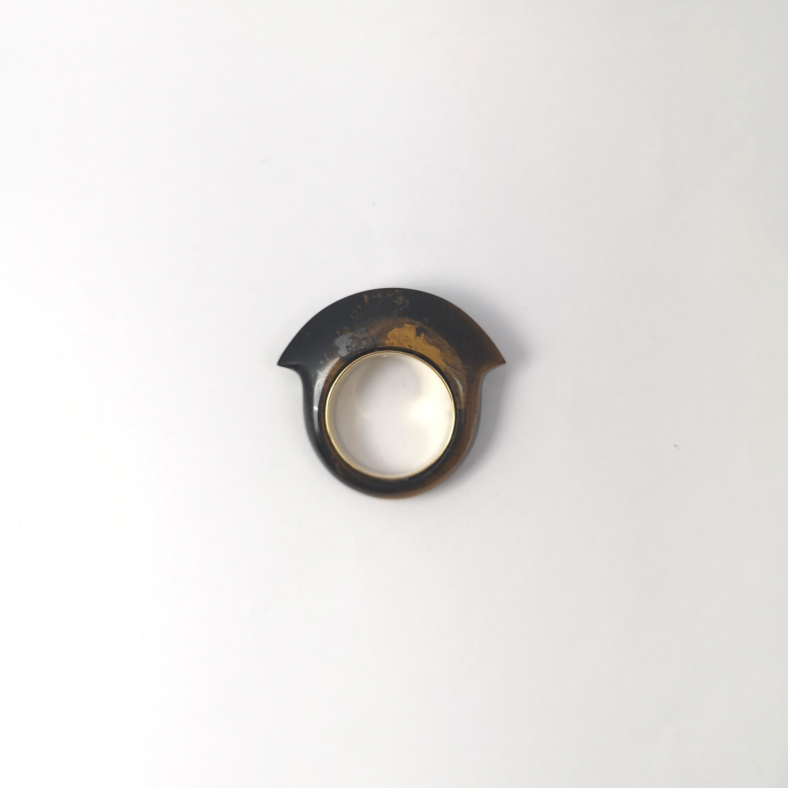 Tigerauge-Ring in 18 Karat Gold gefasst im Angebot 3
