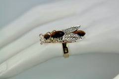 Tigers Eye Seed Pearl Insect Ring