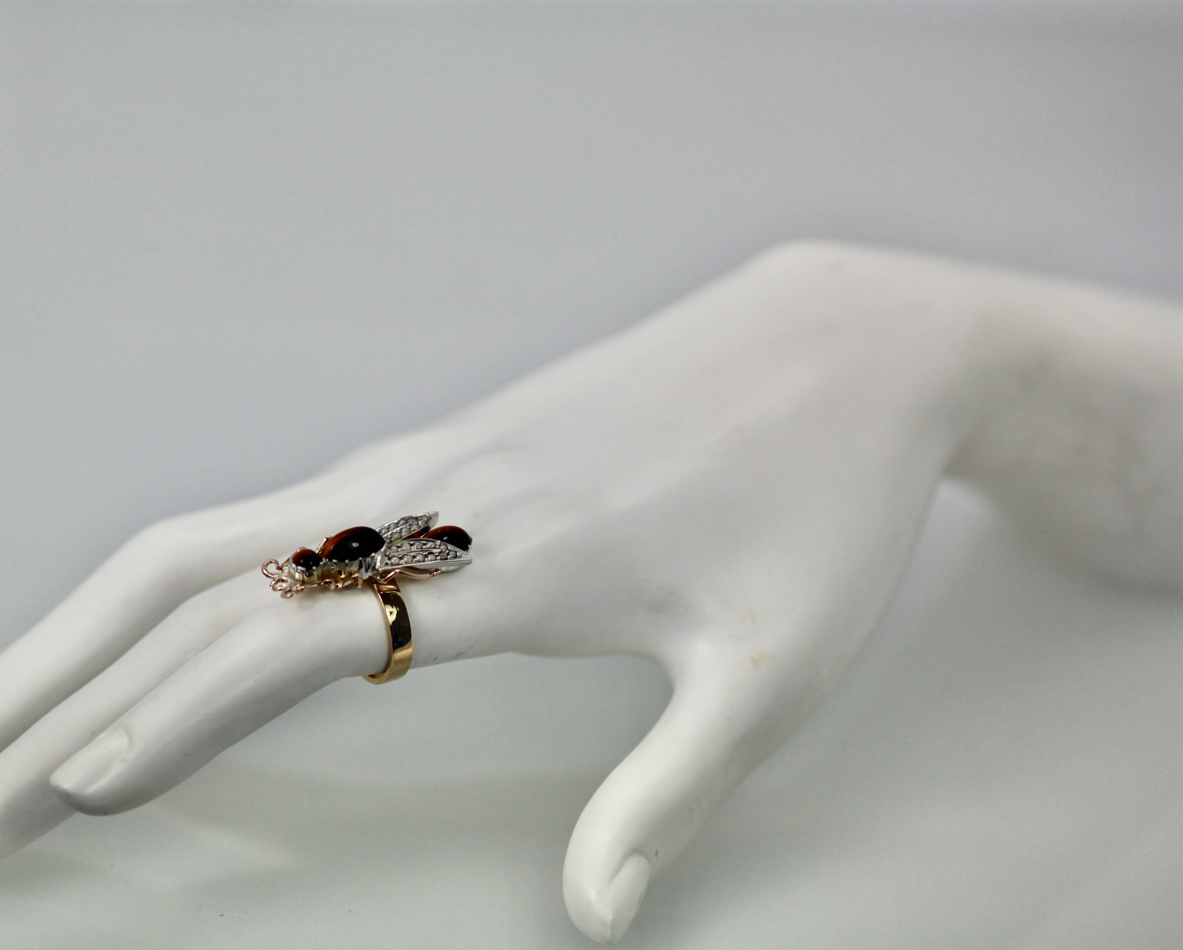 Women's Tigers Eye Seed Pearl Insect Ring For Sale