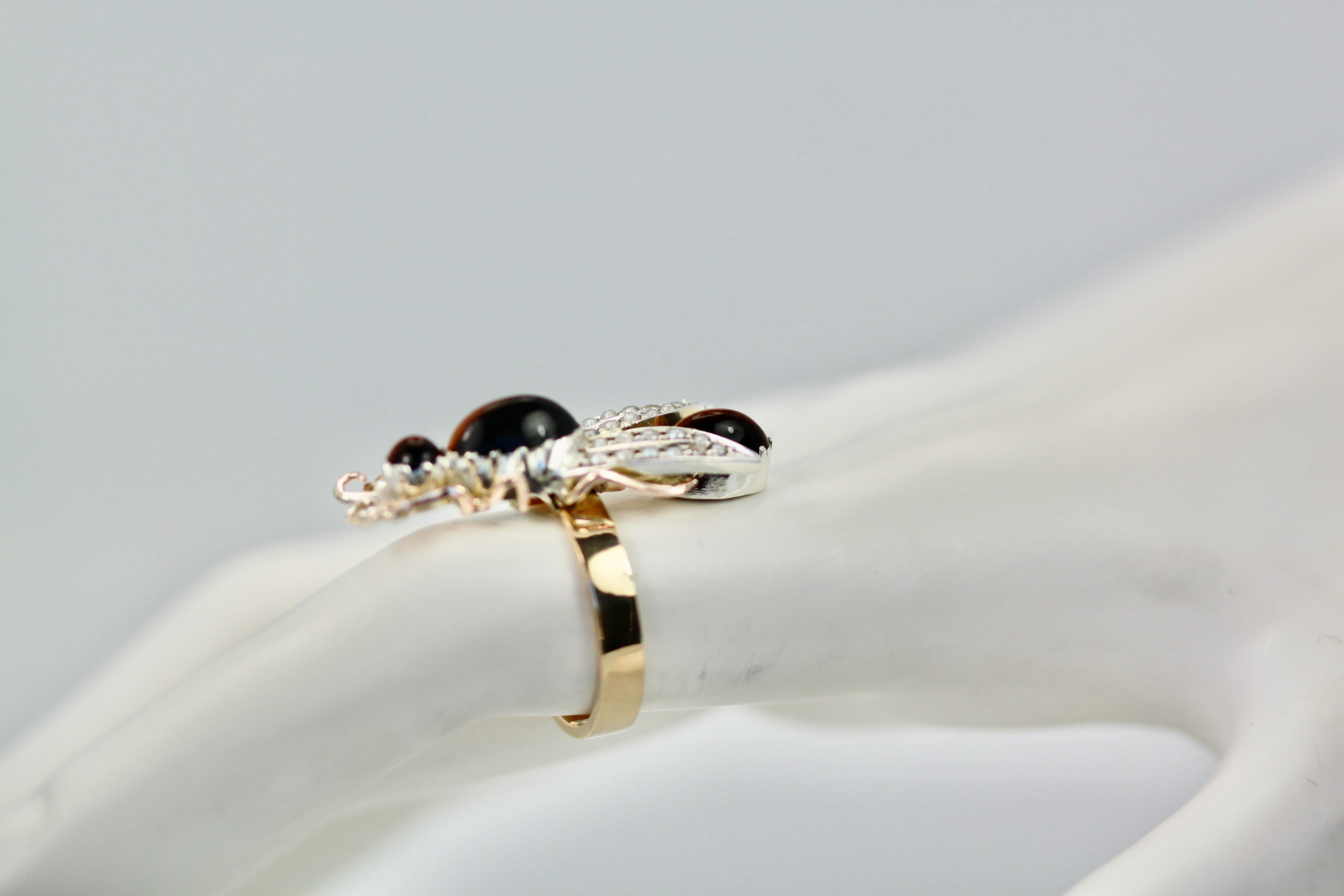 Tigers Eye Seed Pearl Insect Ring For Sale 1