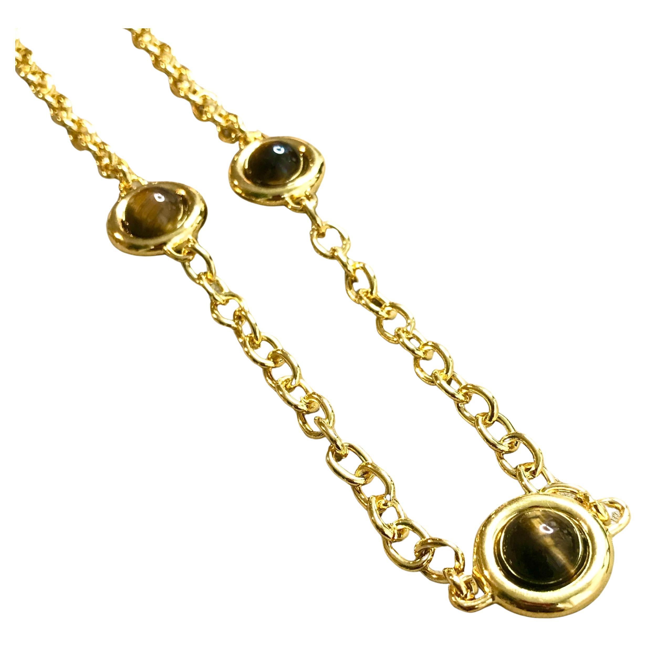 Tiger's Eye set 'Aragon' long chain necklace For Sale