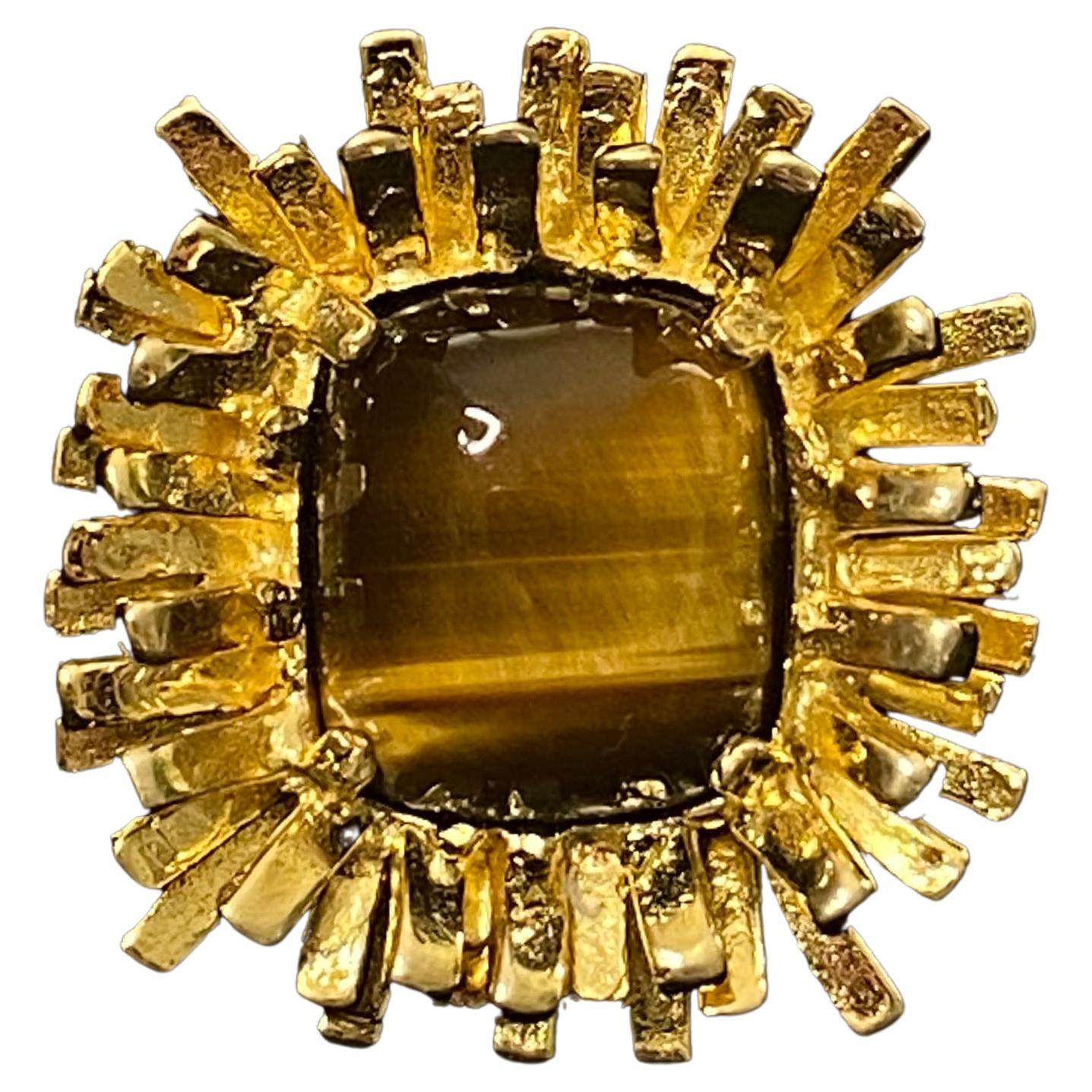 Anello "Riccio" con occhio di tigre incastonato