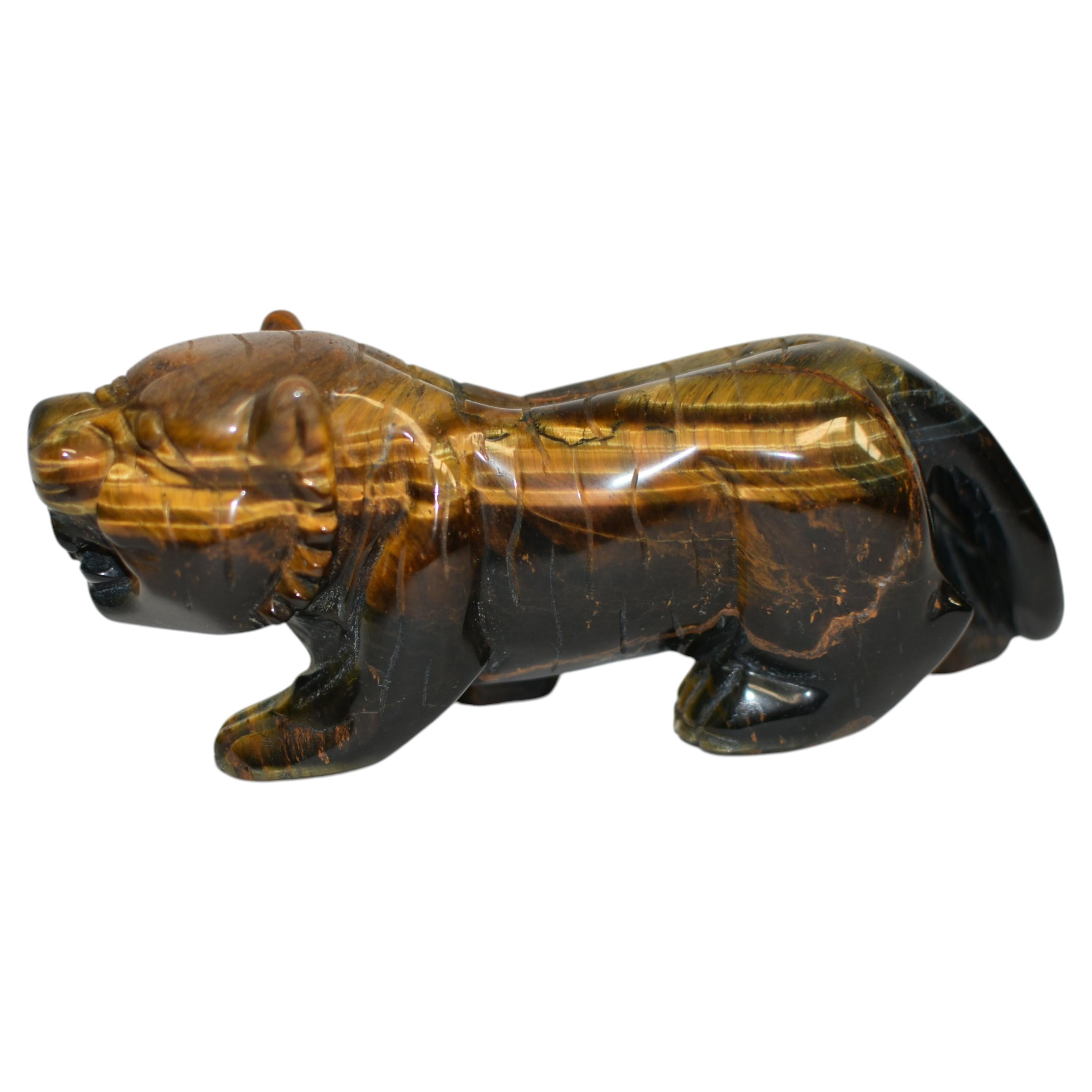 Tiger's Eye Tiger Carved Gemstone Animal Natural