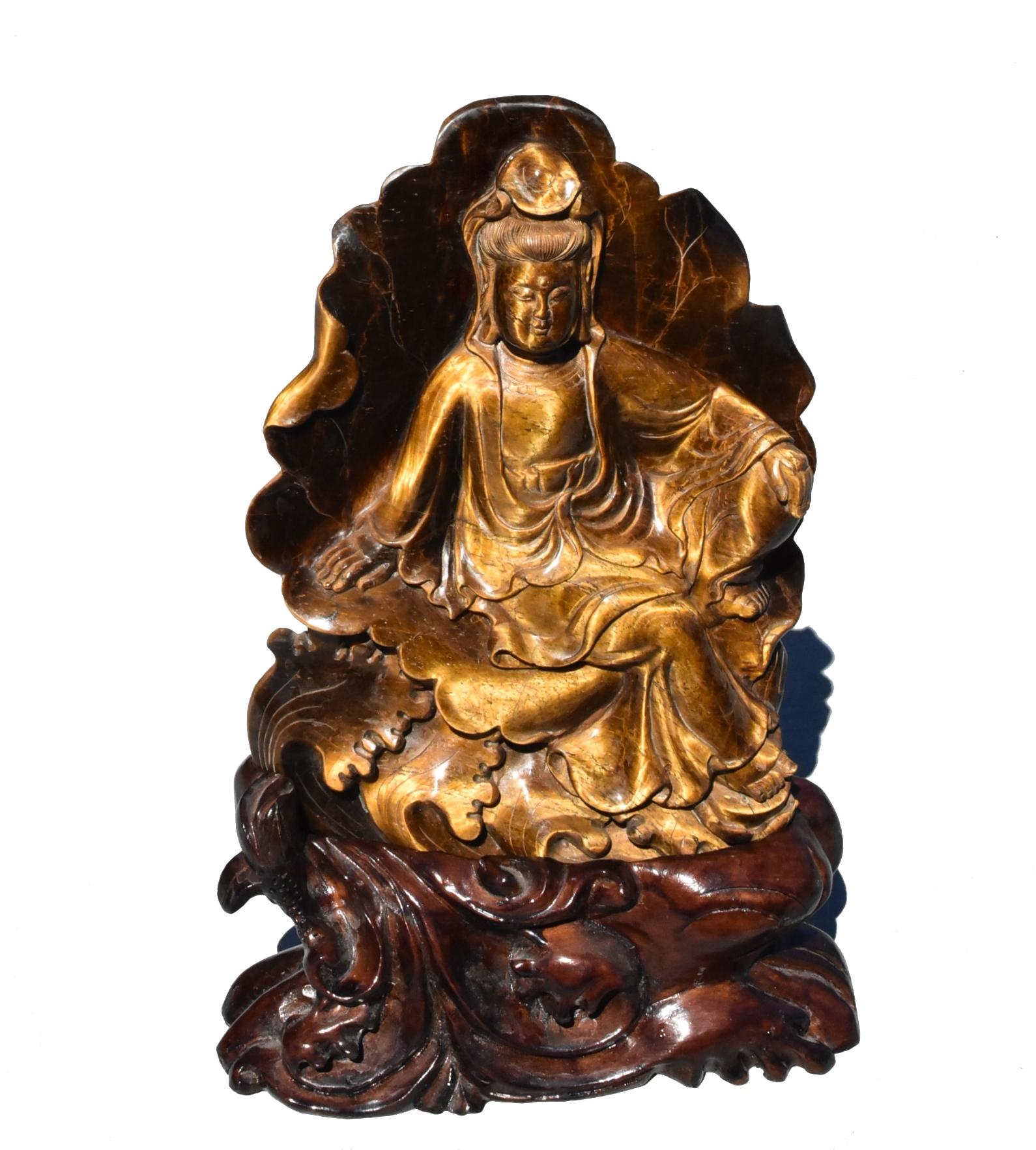 Chinese hand carved red coral goddess guanyin bodhisattva figure Buddha statue 