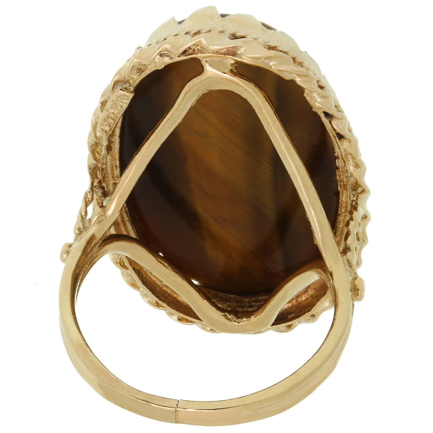 Tiger's Eye Yellow Gold Handcrafted Ring 1