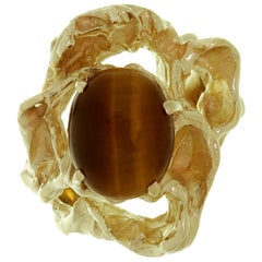 Vintage Tiger's Eye Yellow Gold Nugget Ring