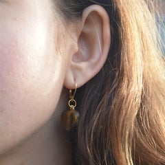 Tiger's Eye 14k Yellow Gold over Sterling Silver drop earrings