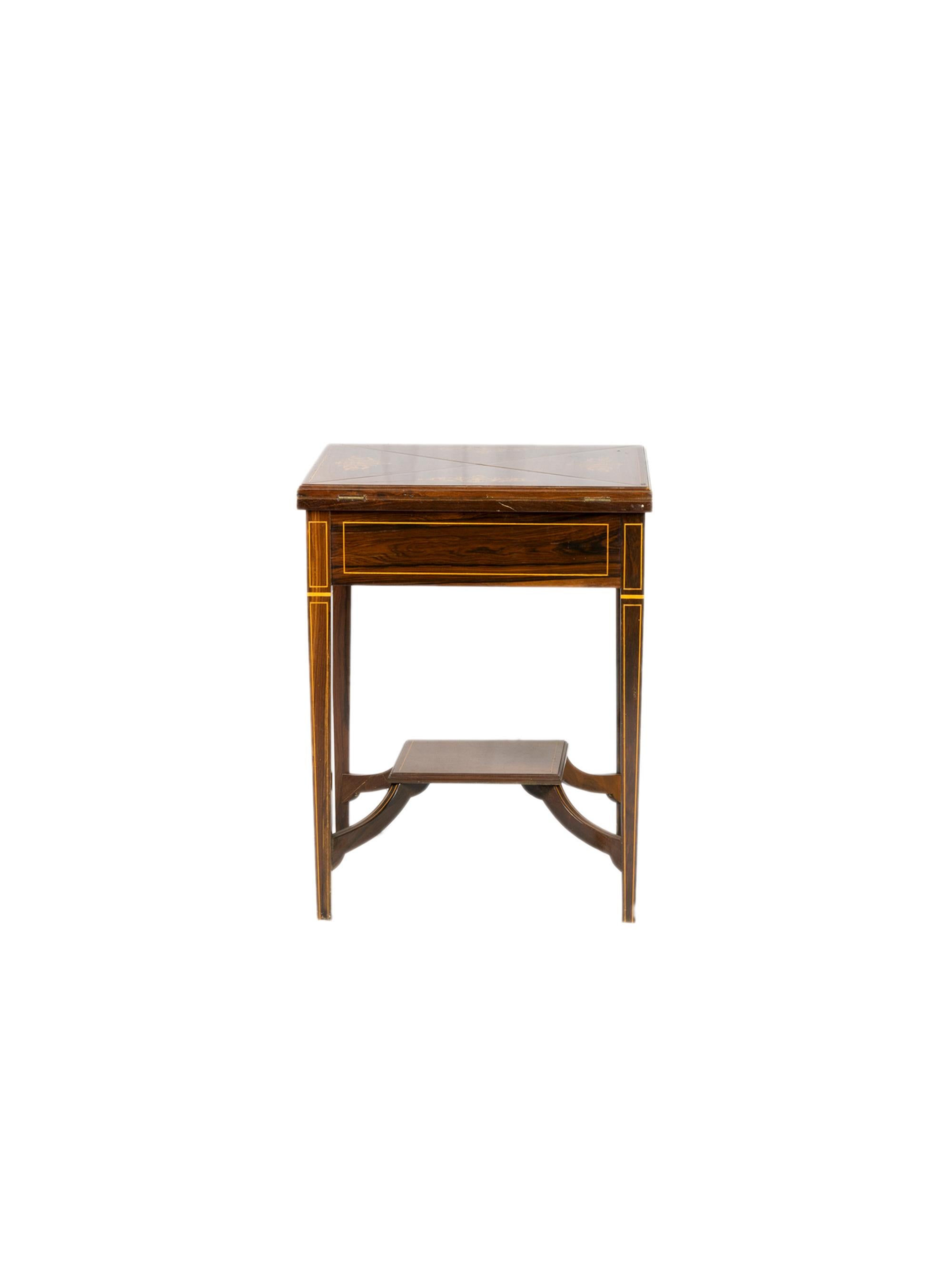 English Tigerwood Victorian Handkerchief Table, 19th Century For Sale