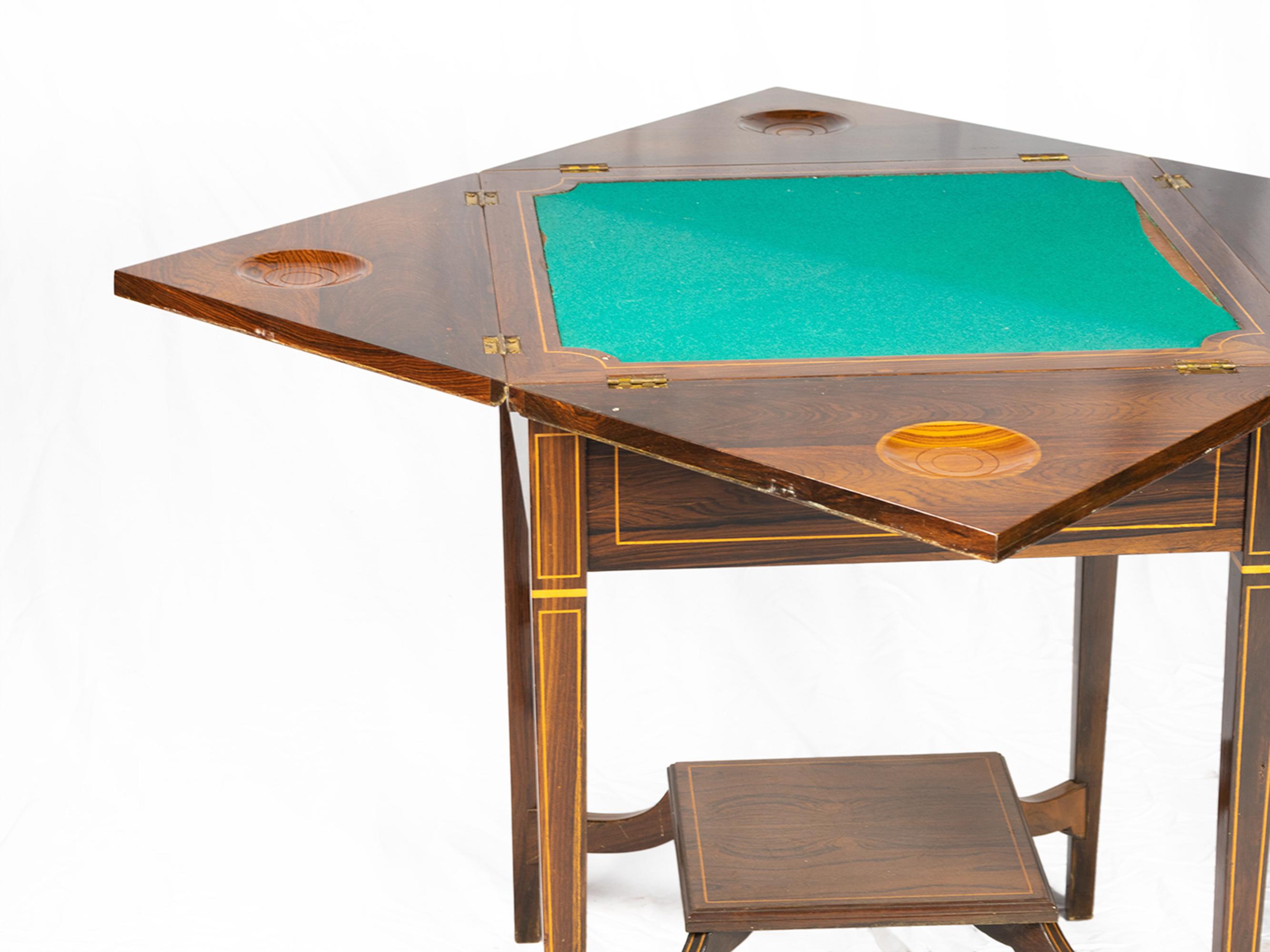 Metal Tigerwood Victorian Handkerchief Table, 19th Century For Sale