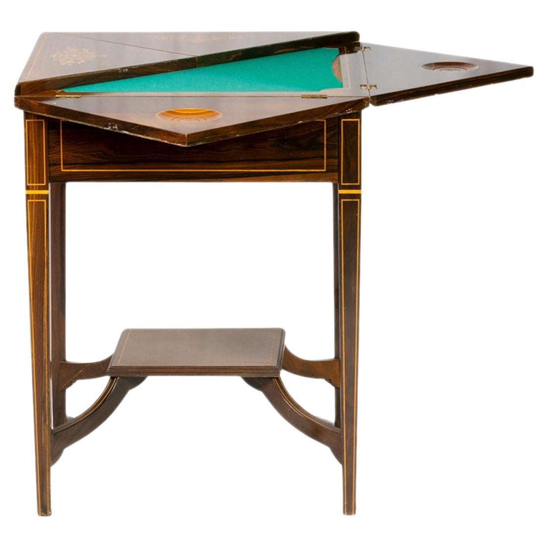 Table à mouchoirs victorienne en bois de tigre, 19e siècle